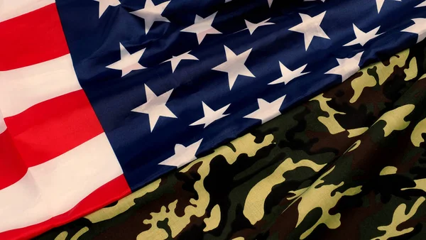 Drapeau Américain Motif Camouflage Militaire Angle Vue Supérieur Drapeau Militaire — Photo