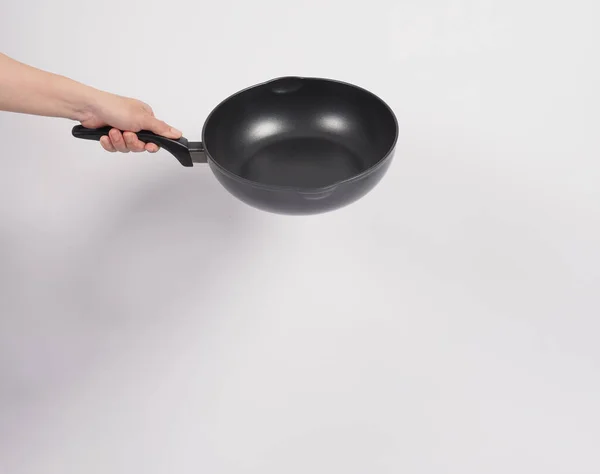 Cleaning Electric Non Stick Pan Hand White Background Cleaning Non — Stockfoto