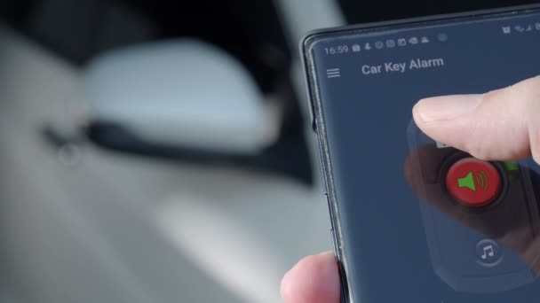 Розблокувати Заблокувати Автомобіль Допомогою Додатка Смартфона Рука Людини Розблокування Автомобіля — стокове відео