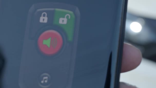 Unlock Lock Car Using Smartphone App Man Hand Unlocking Car — Stock Video