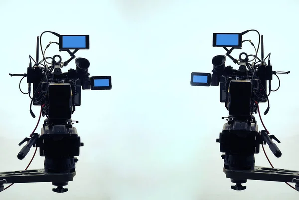 Videófelvétel Stúdióban Kamera Felvételek Vagy Forgatás Profi Bloggereknek Videogyártás Színfalak — Stock Fotó
