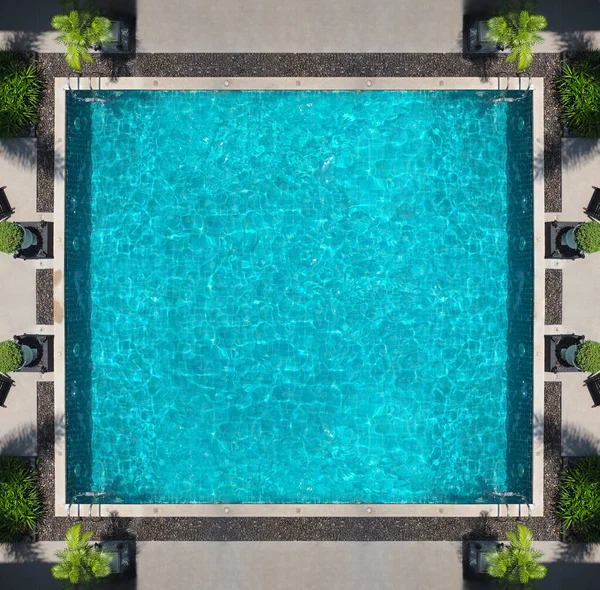 Schwimmbad Blaues Wasser Sommer Blickwinkel Von Oben Luftbilder Von Schwimmbad — Stockfoto