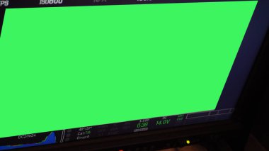 Video kayıt arayüzü. VDO yapım kamera görüntüleyicisi monitörde. Film Kamerası çerçeve görüntü bulucu ekranı. Dijital görüntü arayüzü UI. Gösterge ayarları çekiliyor.