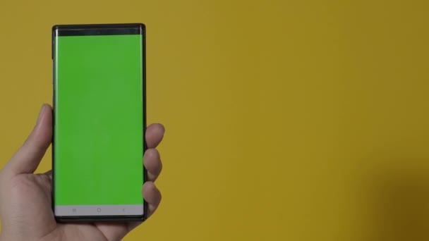 Pantalla Smartphone Teléfono Inteligente Aislado Fondo Color Técnica Croma Pantalla — Vídeo de stock