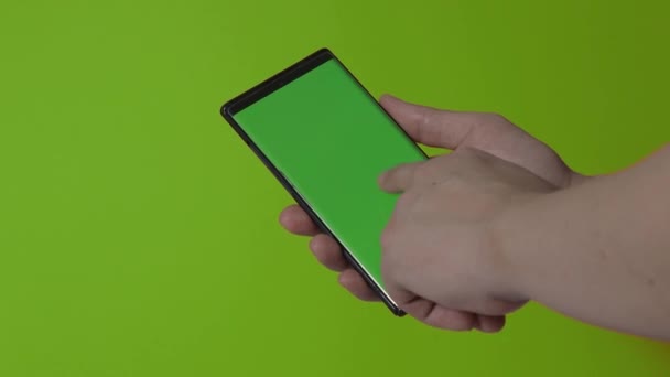 Pantalla Smartphone Teléfono Inteligente Aislado Fondo Color Técnica Croma Pantalla — Vídeo de stock