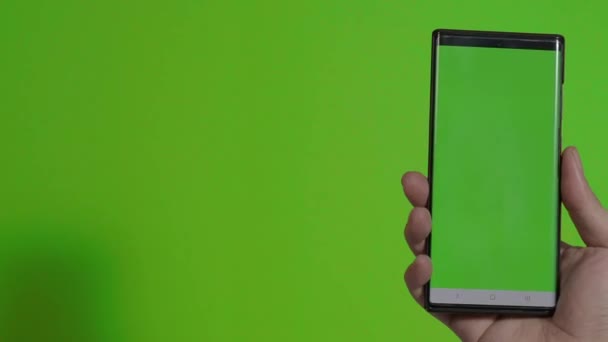 Ekran Smartfona Inteligentny Telefon Izolowany Tle Koloru Zielony Ekran Chroma — Wideo stockowe