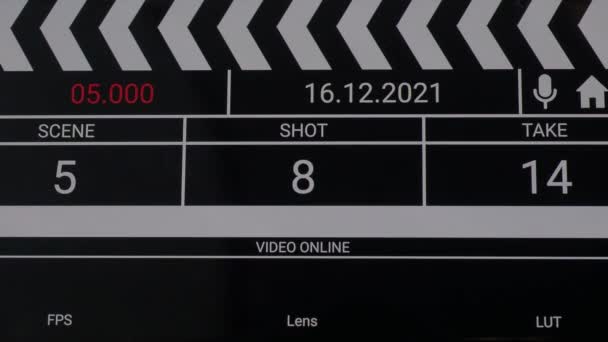 Slate Film Digital Antarmuka Papan Clapper Film Digital Number Berjalan — Stok Video