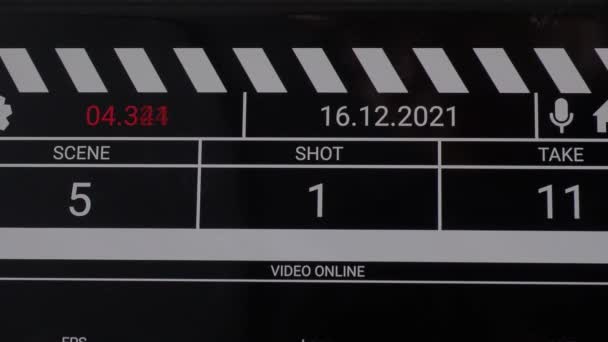 Ardoise Film Numérique Film Clapper Interface Carte Numéros Numériques Cours — Video