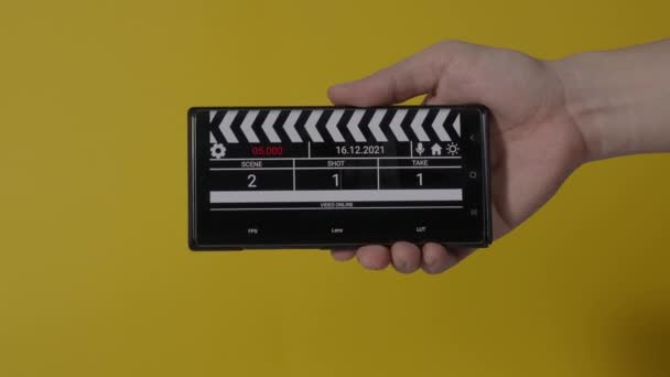 Digital Film Slate Movie Clapper Board Interface Digital Number Running — Stock Video