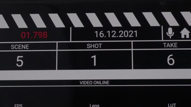 Dijital Film Sayfası Film Alkışlama Tahtası Arayüzü Film Çekmeden Çekmeden — Stok video