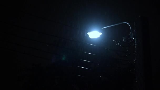 Pršící Noc Světlo Záběry Dešťové Kapky Padání Noci Bangkoku Thajsko — Stock video