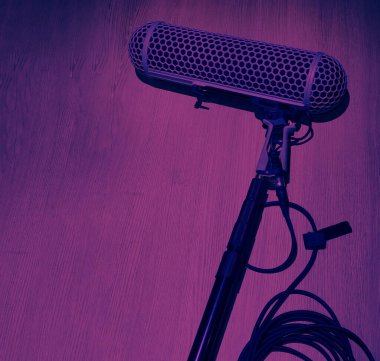 Video yapımında ses kaydı için Boom Mikrofon veya ambient mikrofon. İnternette film çektikten sonra mikrofonlar ahşap masaya serildi. Büyük bir stüdyoda film sesi kaydetmek için profesyonel araçlar