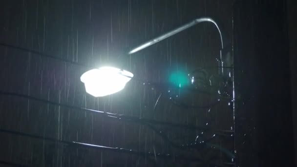 Raining Night Light Footage Rain Drops Falling Night Bangkok Thailand — Stock Video