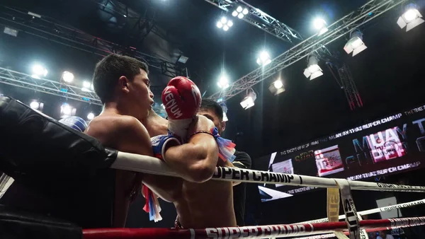 Bangkok Thajsko Listopad112018 Neidentifikovaní Thajští Zahraniční Hráči Kop Box Soutěži — Stock fotografie