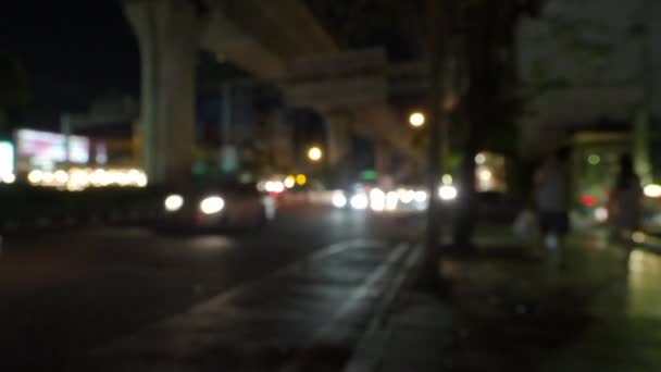Escena Borrosa Carretera Por Noche Bangkok Tailandia Filmación Muestra Estado — Vídeo de stock