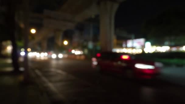 Scena Strada Sfocata Notte Bangkok Thailandia Filmati Mostrano Condizioni Della — Video Stock