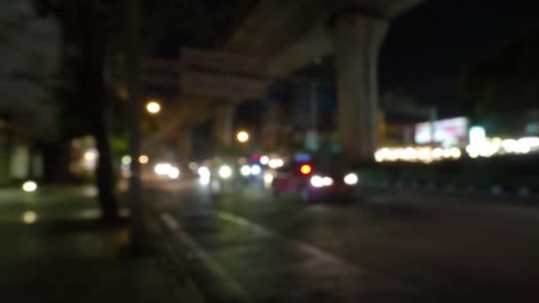 Scena Strada Sfocata Notte Bangkok Thailandia Filmati Mostrano Condizioni Della — Video Stock
