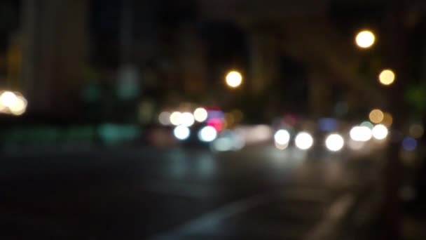 Cena Estrada Embaçada Noite Bangkok Tailândia Filmagem Mostra Condição Estrada — Vídeo de Stock