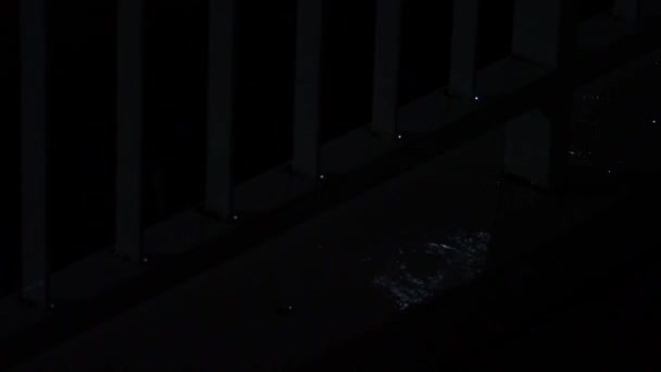 Night Rain Raining Floor Footage Rain Drops Fall Floor Balcony — Vídeo de Stock