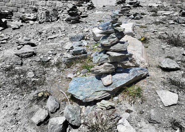 Stack Stones Top Mountain Pile Rocks Stone Mountains Balanced Stone — Foto de Stock