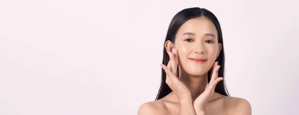 Beauty Skin Concept Beautiful Young Asian Woman Clean Fresh Skin — Fotografia de Stock