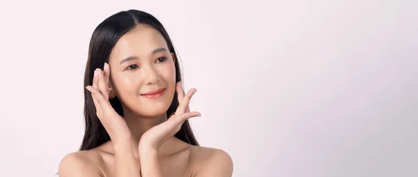 Beauty Skin Concept Beautiful Young Asian Woman Clean Fresh Skin — Stok fotoğraf
