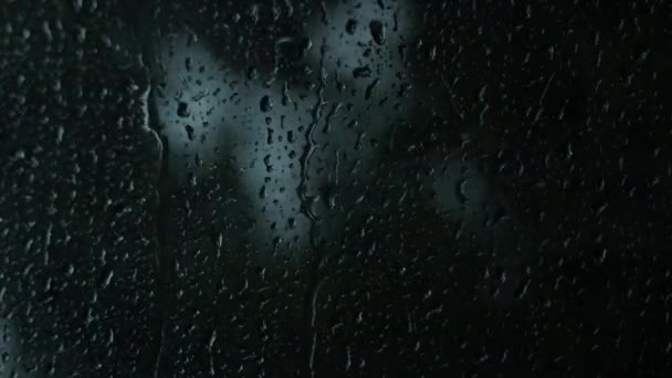 Pluie Tombe Sur Verre Petites Gouttes Pluie Reposent Sur Verre — Video