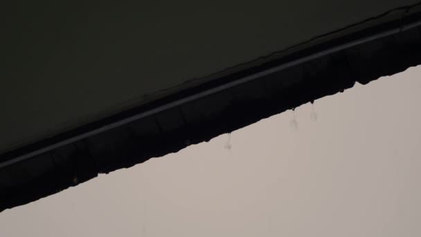 Rain Roof Falling Rain Roof Rain Drops Flow Roof Raindrop — Stock Video