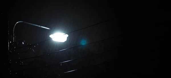 Pluie Nuit Lumière Gouttes Pluie Tombant Nuit Bangkok Thaïlande Août — Photo