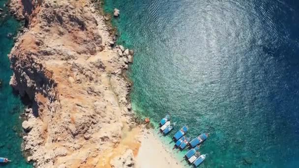 Drohne Fliegt Über Die Insel Suluada Türkischen Adrasan Meer Dem — Stockvideo