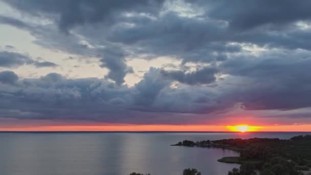 Beautiful Timelapse Landscape Sunset Sea Lush Clouds — Stock videók