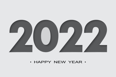 Mutlu yıllar 2022. Kesilmiş kağıt arka plan. Vektör broşür tasarımı