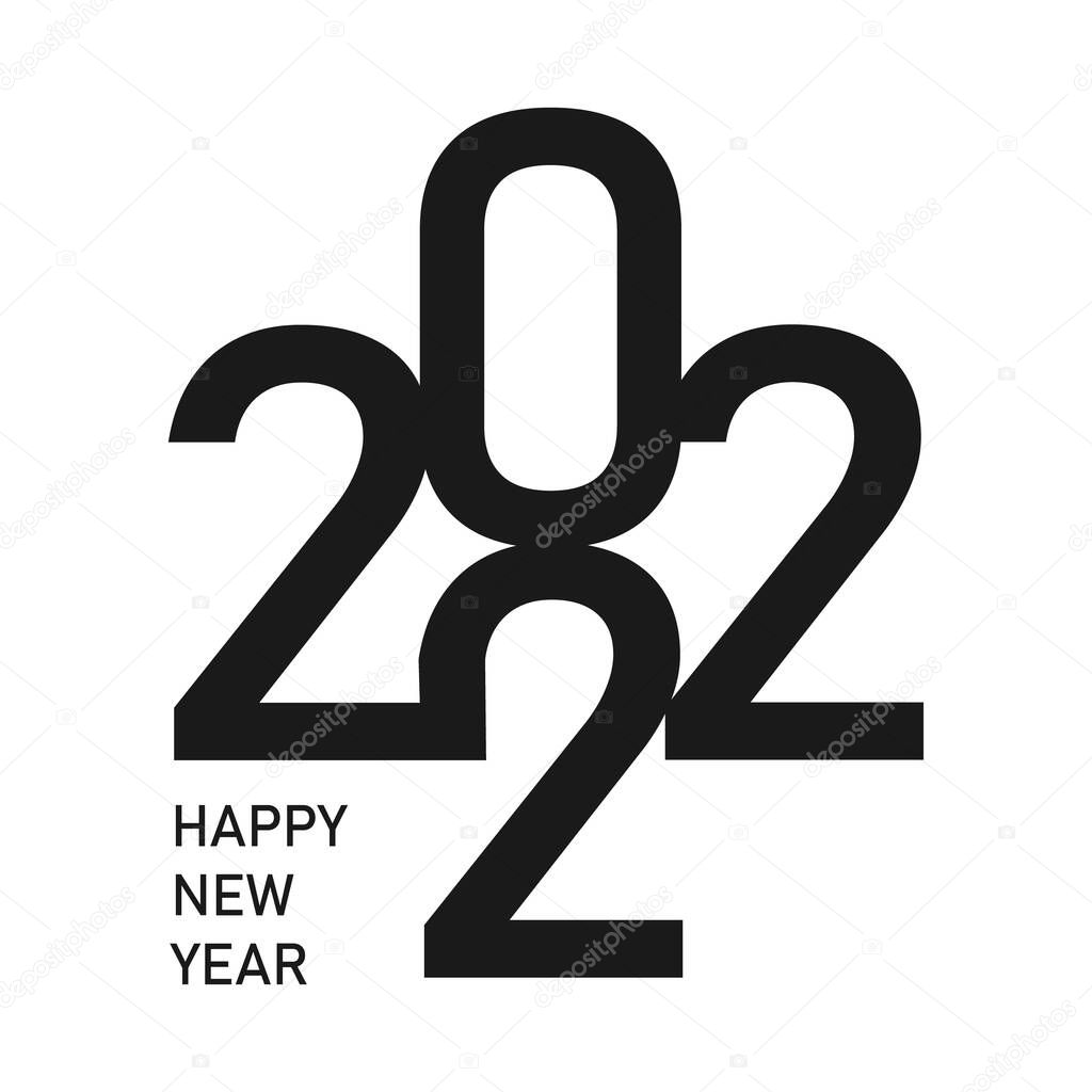 Happy New Year 2021 text design logo.