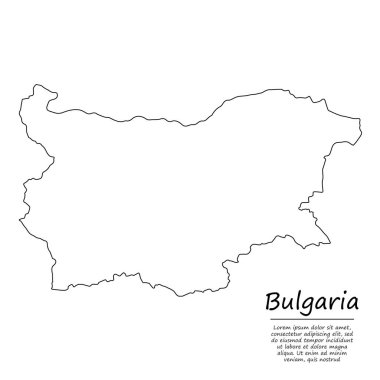 Bulgaristan 'ın basit dış hat haritası, çizim çizgisi biçiminde vektör silueti