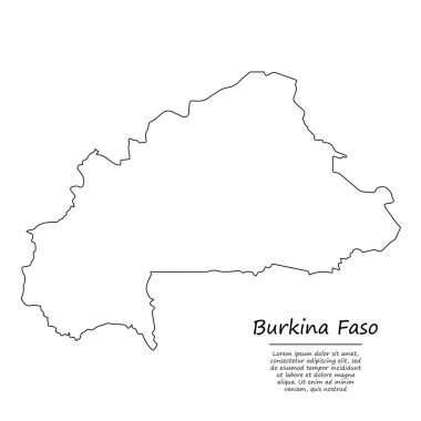 Burkina Faso 'nun basit dış hat haritası, çizim çizgisi biçiminde vektör silueti
