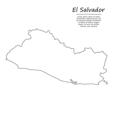 El Salvador 'un basit dış hat haritası, çizim çizgisi biçiminde vektör silueti