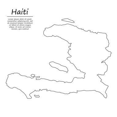 Haiti 'nin basit dış hat haritası, çizim çizgisi biçiminde vektör silueti