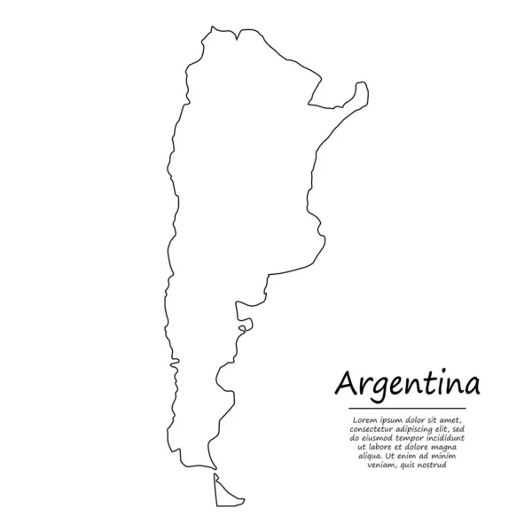 Mapa Contorno Simple Argentina Silueta Vectorial Estilo Línea Boceto — Vector de stock