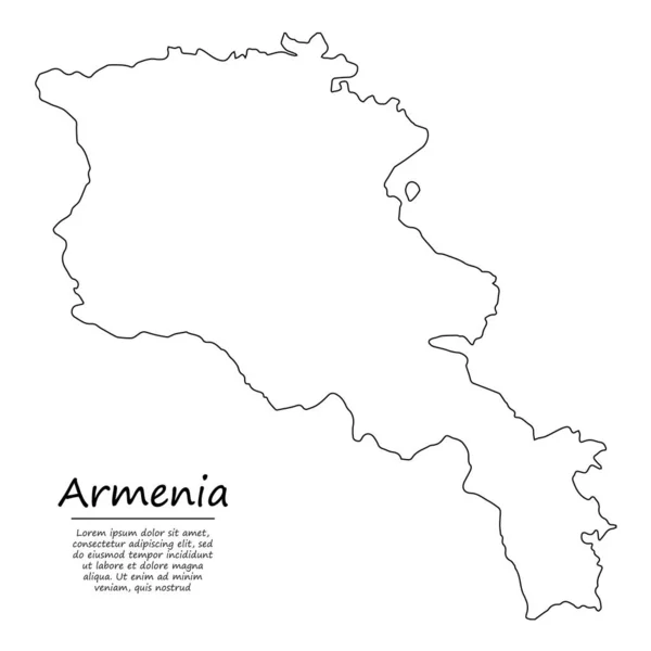 Einfache Übersichtskarte Von Armenien Vektorsilhouette Skizzenstil — Stockvektor