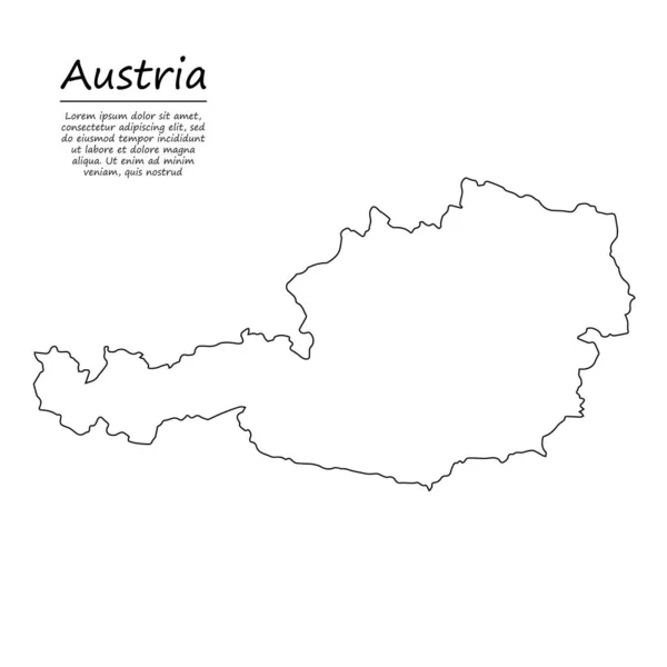 Egyszerű Vázlatos Térkép Ausztria Vektor Sziluett Vázlatos Vonal Stílusban — Stock Vector
