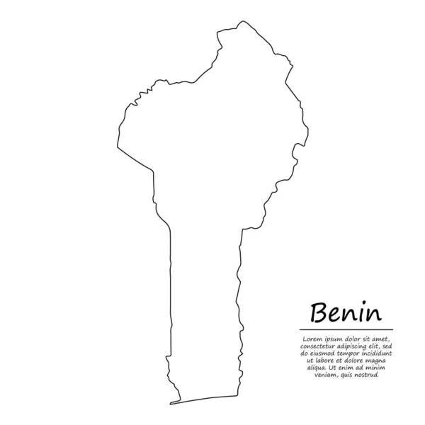 Benin Basit Dış Hat Haritası Çizim Çizgisi Biçiminde Vektör Silueti — Stok Vektör