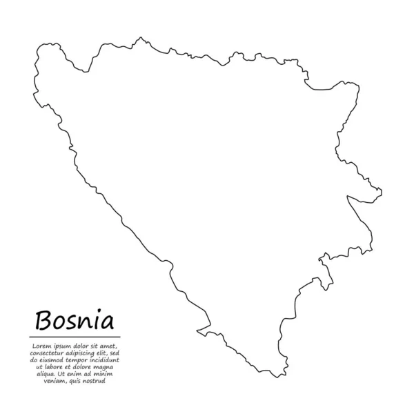 Mapa Esboço Simples Bósnia Silhueta Vetor Estilo Linha Esboço — Vetor de Stock