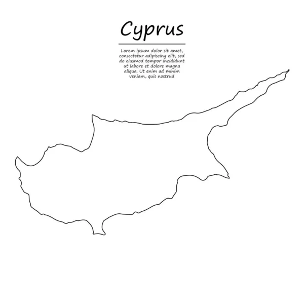 Einfache Übersichtskarte Von Zypern Vektorsilhouette Skizzenlinienstil — Stockvektor