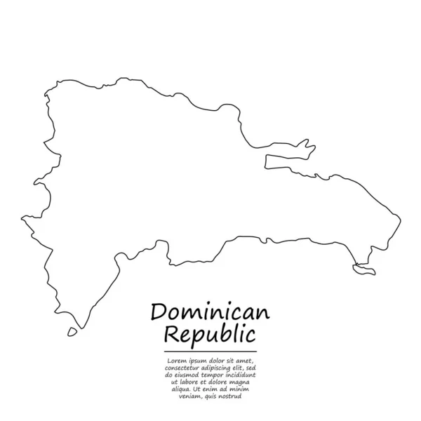Mapa Esquema Simple República Dominicana Silueta Vectorial Estilo Línea Boceto — Vector de stock