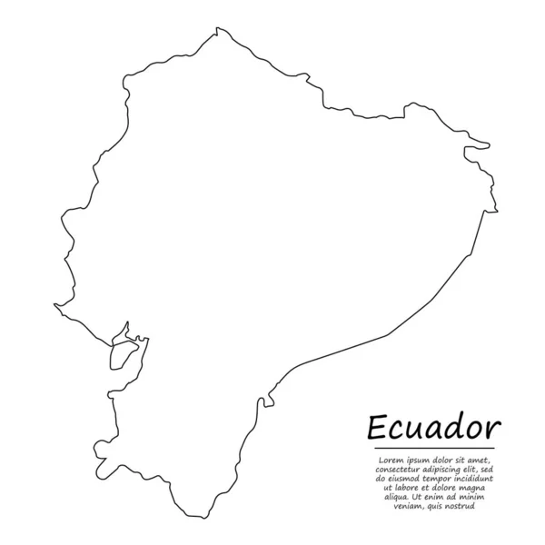 Simple Outline Map Ecuador Vector Silhouette Sketch Line Style — Stock Vector