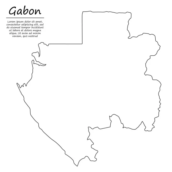 Gabon Basit Dış Hat Haritası Çizim Çizgisi Biçiminde Vektör Silueti — Stok Vektör