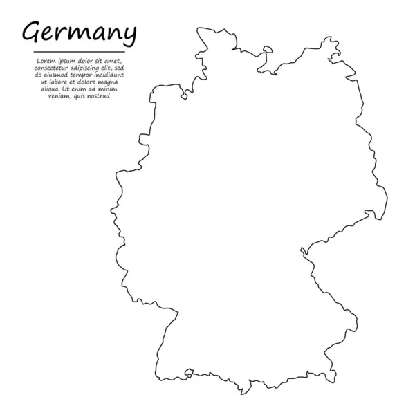 Carte Contour Simple Allemagne Silhouette Vectorielle Dans Style Ligne Croquis — Image vectorielle