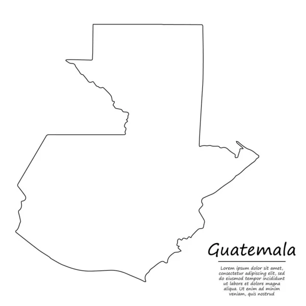 Mapa Simple Guatemala Silueta Vectorial Estilo Línea Boceto — Vector de stock