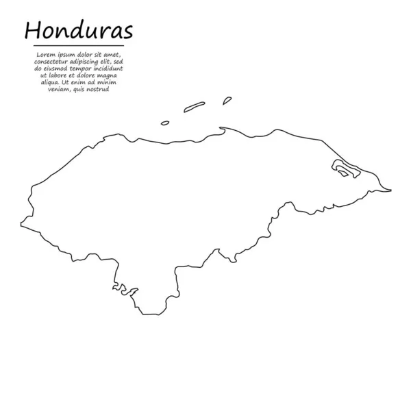 Mapa Simple Honduras Silueta Vectorial Estilo Línea Boceto — Archivo Imágenes Vectoriales