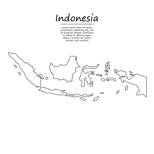 Semplice Mappa Schematica Dell Indonesia Silhouette Vettoriale Stile Sketch Line — Vettoriale Stock